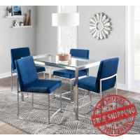 Lumisource DC-HBFUJI SSVBU2 High Back Fuji Contemporary Dining Chair in Stainless Steel and Blue Velvet - Set of 2